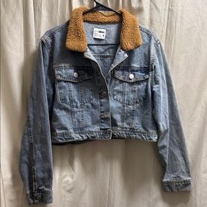 Ci Sono Blue Denim Jacket with Tan Collar